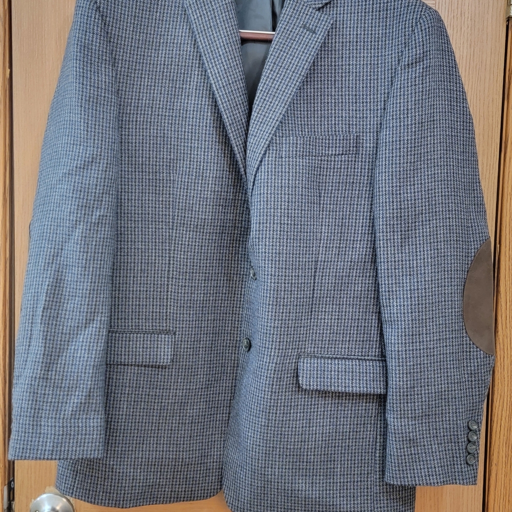 Chaps Blue and Gray Houndstooth Blazer